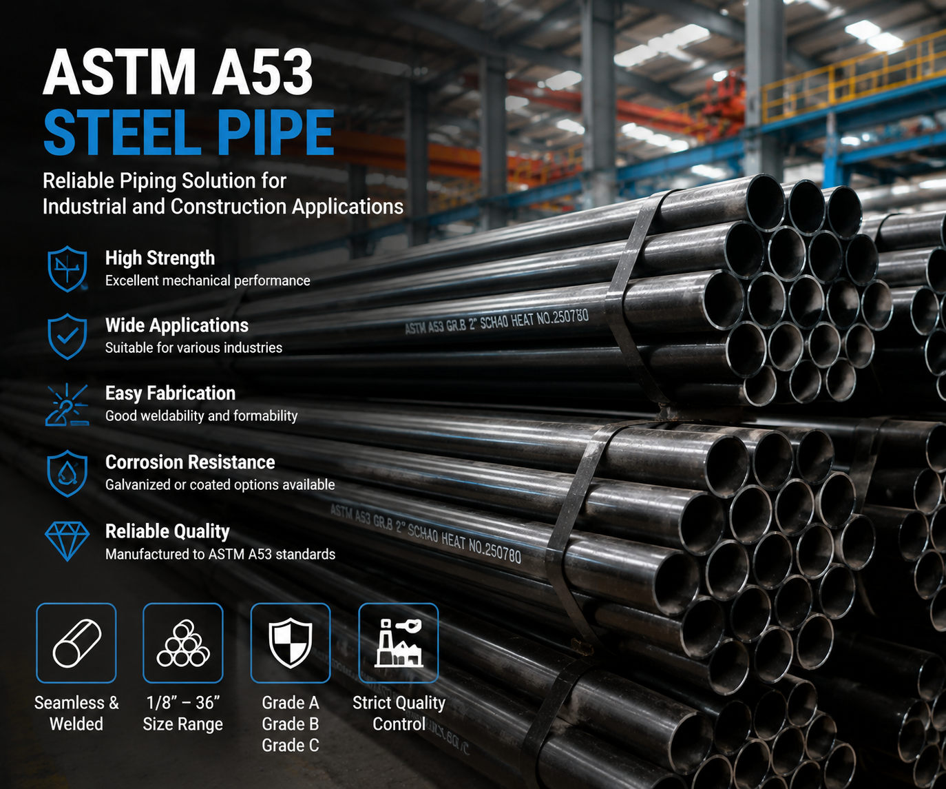 ASTM A53 Steel Pipe: Reliable Piping Solution for Industrial and Construction Applications
