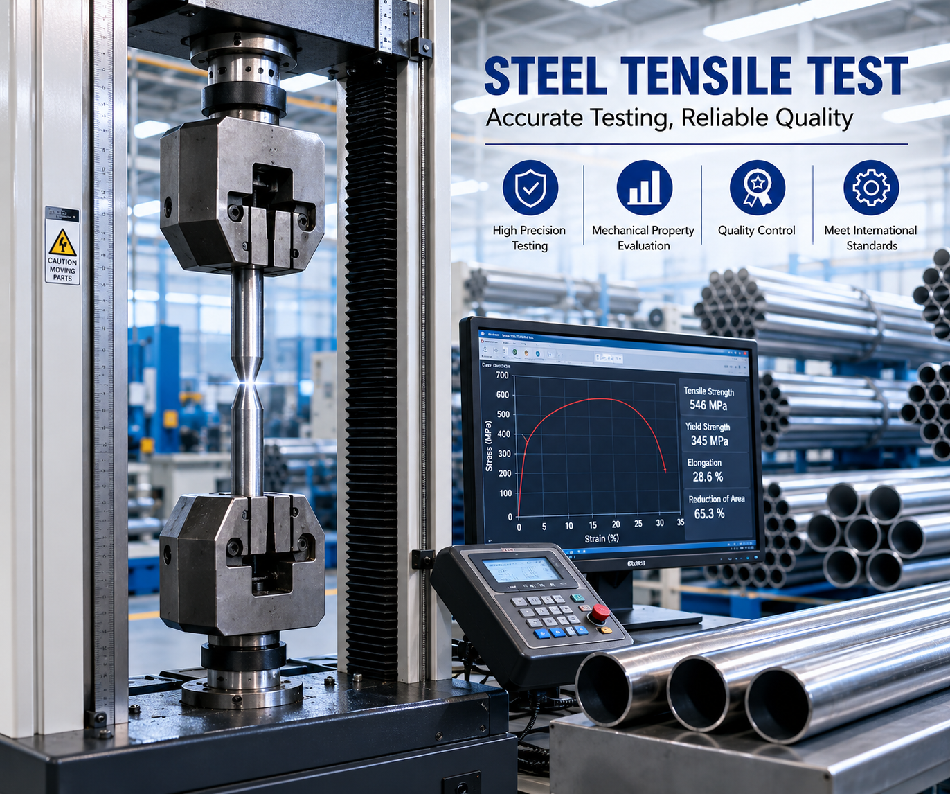 Steel Tensile Test and Mechanical Property Evaluation